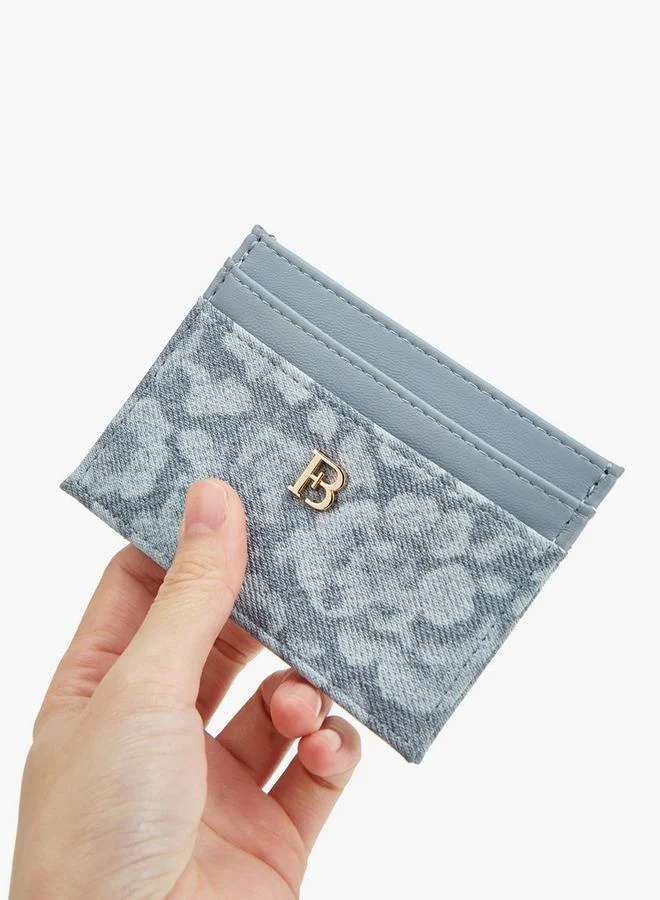 Flora Bella By Shoexpress Blue Textured Card Holder With Monogram Detail for Women | Best Price UAE